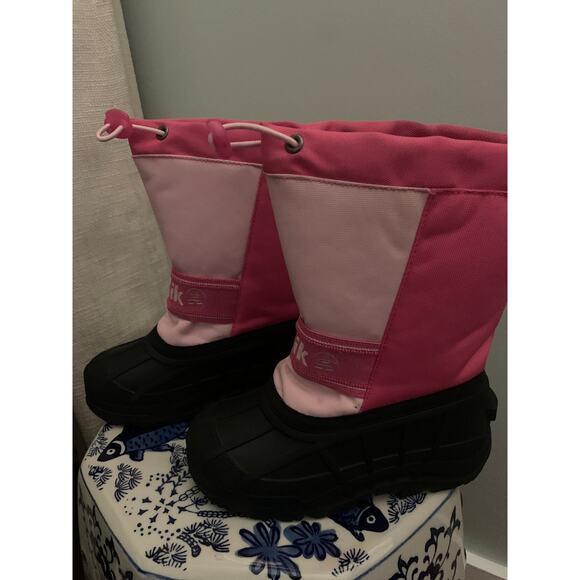 Kamik Pink Snow Boots Kaboom2 Insulated Warm Winter Pull On Girls 12 EUC - Picture 2 of 9